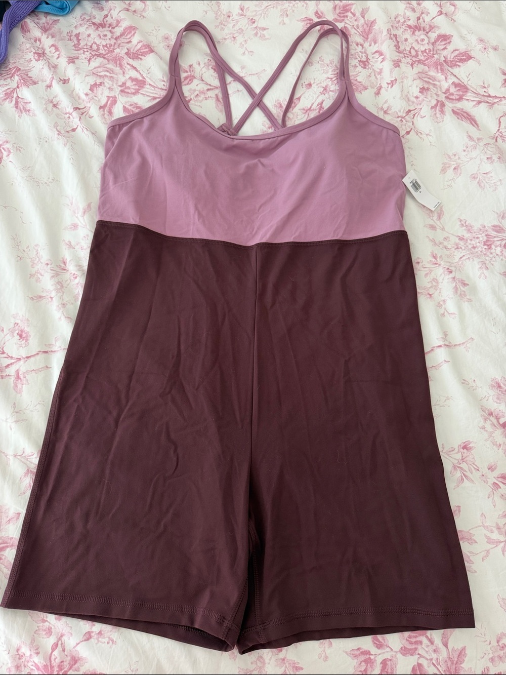Old Navy Two-Tone Mauve and Plum Active Shorts Romper